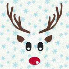 Load image into Gallery viewer, Red Nosed Reindeer, Foundation Paper Piecing Pattern (FPP Pattern), Quilt Block, 3 sizes FPP Patterns- Full Bobbin Designs foundation paper piecing patterns quilt block patterns sewing patterns