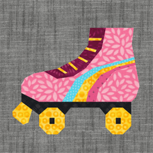 Load image into Gallery viewer, Roller Boots, Skates, Retro, Foundation Paper Piecing (FPP Pattern), Quilt Block, 3 sizes FPP Patterns- Full Bobbin Designs foundation paper piecing patterns quilt block patterns sewing patterns