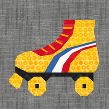Load image into Gallery viewer, Roller Boots, Skates, Retro, Foundation Paper Piecing (FPP Pattern), Quilt Block, 3 sizes FPP Patterns- Full Bobbin Designs foundation paper piecing patterns quilt block patterns sewing patterns