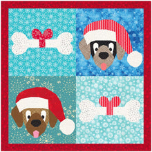 Load image into Gallery viewer, Santa Paws & Gift a Dog a Bone, Pattern Set, Foundation Paper Piecing Pattern (FPP Pattern), Quilt Block, 2 Patterns in 4 Sizes Each FPP Patterns- Full Bobbin Designs foundation paper piecing patterns quilt block patterns sewing patterns