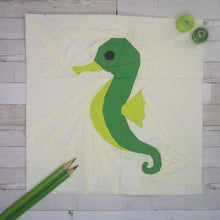 Load image into Gallery viewer, Seahorse, Foundation Paper Piecing Pattern (FPP Pattern), Quilt Block, 3 sizes FPP Patterns- Full Bobbin Designs foundation paper piecing patterns quilt block patterns sewing patterns