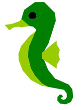 Load image into Gallery viewer, Seahorse, Foundation Paper Piecing Pattern (FPP Pattern), Quilt Block, 3 sizes FPP Patterns- Full Bobbin Designs foundation paper piecing patterns quilt block patterns sewing patterns