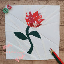 Load image into Gallery viewer, Single Rose, Foundation Paper Piecing Pattern (FPP), Quilt Block, 3 sizes FPP Patterns- Full Bobbin Designs foundation paper piecing patterns quilt block patterns sewing patterns