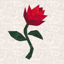 Load image into Gallery viewer, Single Rose, Foundation Paper Piecing Pattern (FPP), Quilt Block, 3 sizes FPP Patterns- Full Bobbin Designs foundation paper piecing patterns quilt block patterns sewing patterns