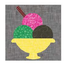 Load image into Gallery viewer, Sundae Fundae, Ice Cream, Foundation Paper Piecing Pattern (FPP Pattern), Quilt Block, 3 sizes FPP Patterns- Full Bobbin Designs foundation paper piecing patterns quilt block patterns sewing patterns