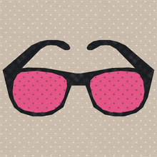 Load image into Gallery viewer, Sunny Days, Sunglasses, Foundation Paper Piecing Pattern (FPP Pattern), Quilt Block, 3 sizes FPP Patterns- Full Bobbin Designs foundation paper piecing patterns quilt block patterns sewing patterns