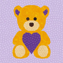 Load image into Gallery viewer, Teddy Bear Love, Foundation Paper Piecing Pattern (FPP Pattern), Quilt Block, 3 sizes FPP Patterns- Full Bobbin Designs foundation paper piecing patterns quilt block patterns sewing patterns