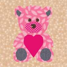 Load image into Gallery viewer, Teddy Bear Love, Foundation Paper Piecing Pattern (FPP Pattern), Quilt Block, 3 sizes FPP Patterns- Full Bobbin Designs foundation paper piecing patterns quilt block patterns sewing patterns