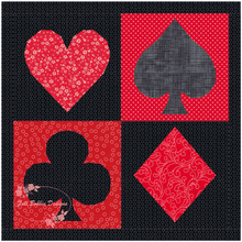 Load image into Gallery viewer, The Gambler, Playing Cards, Foundation Paper Piecing Pattern (FPP), Quilt Block, 5 sizes FPP Patterns- Full Bobbin Designs foundation paper piecing patterns quilt block patterns sewing patterns