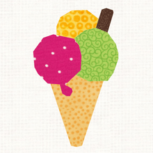 Load image into Gallery viewer, Triple Scoop, Ice Cream, Foundation Paper Piecing Pattern (FPP Pattern), Quilt Block, 3 sizes FPP Patterns- Full Bobbin Designs foundation paper piecing patterns quilt block patterns sewing patterns