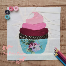 Load image into Gallery viewer, Triple Swirl Cupcake Foundation Paper Piecing Pattern (FPP), Quilt Block, 3 sizes FPP Patterns- Full Bobbin Designs foundation paper piecing patterns quilt block patterns sewing patterns