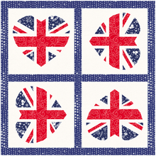 Load image into Gallery viewer, Union Jack Heart, Foundation Paper Piecing Pattern (FPP Pattern), Quilt Block, 3 Sizes FPP Patterns- Full Bobbin Designs foundation paper piecing patterns quilt block patterns sewing patterns
