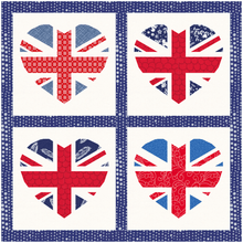 Load image into Gallery viewer, Union Jack Heart, Foundation Paper Piecing Pattern (FPP Pattern), Quilt Block, 3 Sizes FPP Patterns- Full Bobbin Designs foundation paper piecing patterns quilt block patterns sewing patterns