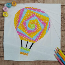 Load image into Gallery viewer, Up, Up & Away, Hot Air Balloon, Foundation Paper Piecing, FPP Pattern, 3 sizes FPP Patterns- Full Bobbin Designs foundation paper piecing patterns quilt block patterns sewing patterns