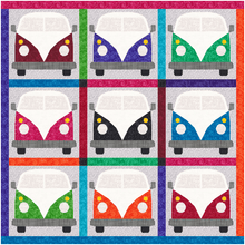 Load image into Gallery viewer, Volkswagen Minibus, Foundation Paper Piecing Pattern (FPP Pattern), Quilt Block, 3 sizes FPP Patterns- Full Bobbin Designs foundation paper piecing patterns quilt block patterns sewing patterns