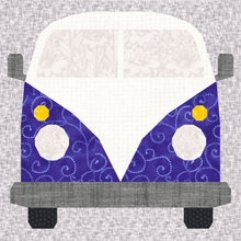 Load image into Gallery viewer, Volkswagen Minibus, Foundation Paper Piecing Pattern (FPP Pattern), Quilt Block, 3 sizes FPP Patterns- Full Bobbin Designs foundation paper piecing patterns quilt block patterns sewing patterns