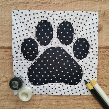 Load image into Gallery viewer, Woof, Paw Print, Foundation Paper Piecing Pattern (FPP Pattern), Quilt Block, 6 sizes FPP Patterns- Full Bobbin Designs foundation paper piecing patterns quilt block patterns sewing patterns