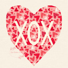 Load image into Gallery viewer, XOX Love Heart, Foundation Paper Piecing Pattern (FPP), Quilt Block, 4 sizes FPP Patterns- Full Bobbin Designs foundation paper piecing patterns quilt block patterns sewing patterns