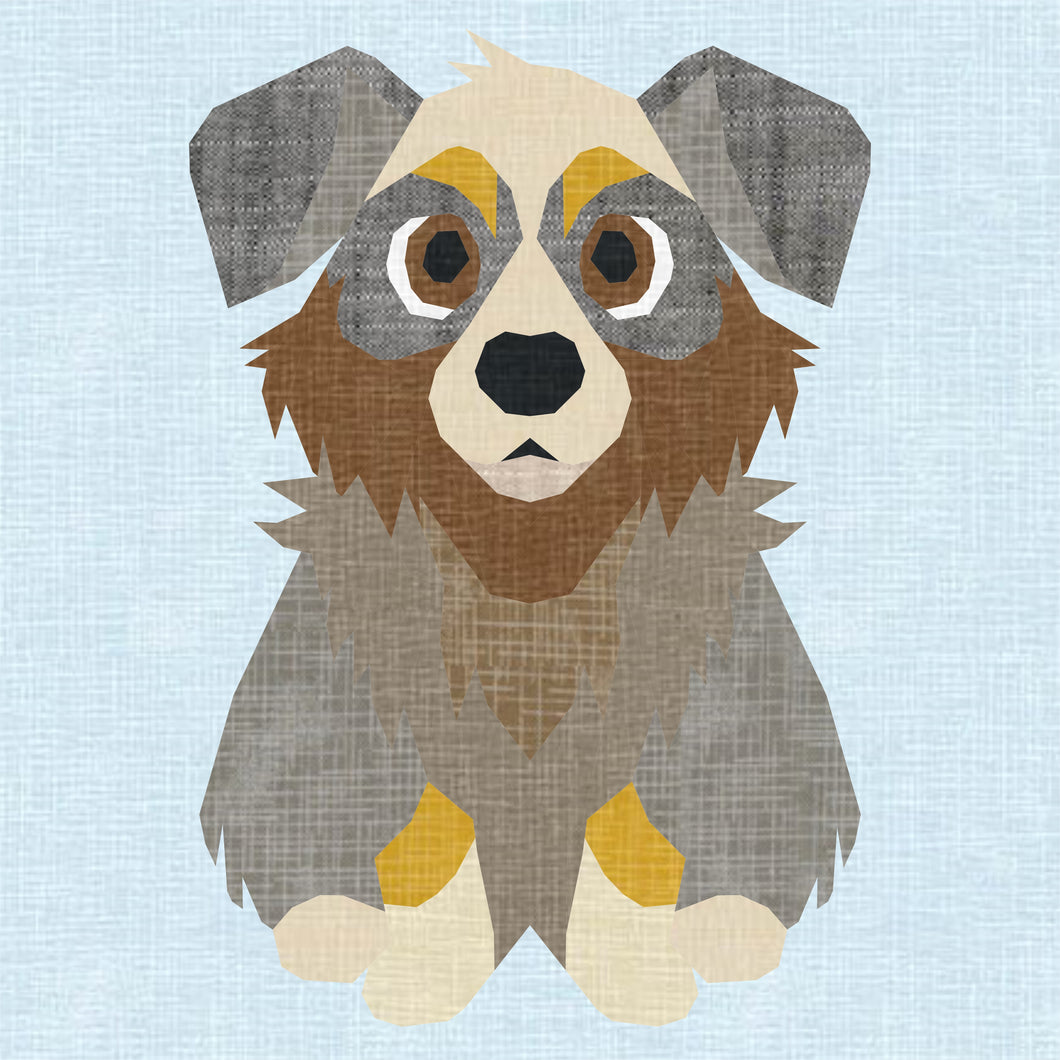 Australian Shepherd, Foundation Paper Piecing Pattern (FPP Pattern), Quilt Block, 5 sizes