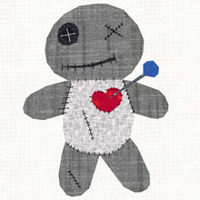 Load image into Gallery viewer, Voodoo Doll, Witchcraft, Foundation Paper Piecing Pattern (FPP Pattern), Quilt Block, 4 sizes
