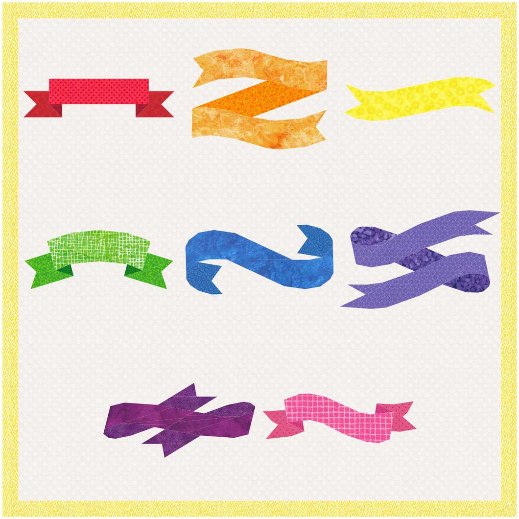 Banners Pattern Pack, Foundation Paper Piecing (FPP Pattern), Quilt Block,  8 Designs, 4 sizes