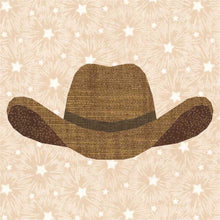 Load image into Gallery viewer, Cowboy Hat, Foundation Paper Piecing Pattern (FPP Pattern), Quilt Block, 4 sizes

