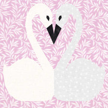 Load image into Gallery viewer, Swans, Foundation Paper Piecing Pattern (FPP Pattern), Quilt Block, 4 sizes

