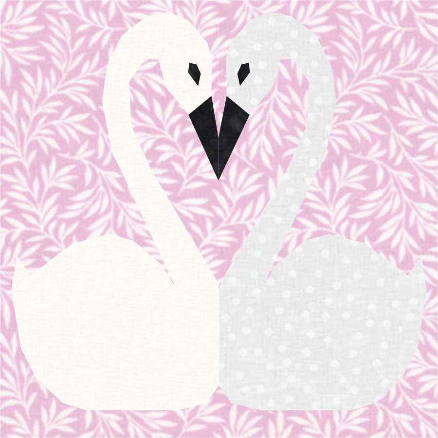 Swans, Foundation Paper Piecing Pattern (FPP Pattern), Quilt Block, 4 sizes