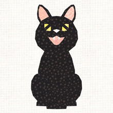 Load image into Gallery viewer, Lucky Black Cat! Foundation Paper Piecing Pattern (FPP), Quilt Block, 5 sizes

