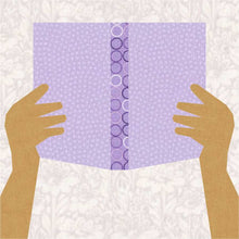 Load image into Gallery viewer, Bookworm, Read a Book, Foundation Paper Piecing Pattern (FPP Pattern), Quilt Block, 4 sizes

