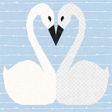 Load image into Gallery viewer, Swans, Foundation Paper Piecing Pattern (FPP Pattern), Quilt Block, 4 sizes
