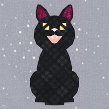 Load image into Gallery viewer, Lucky Black Cat! Foundation Paper Piecing Pattern (FPP), Quilt Block, 5 sizes
