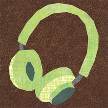 Load image into Gallery viewer, Sound On, Headphones, Foundation Paper Piecing Pattern (FPP), Quilt Block, 5 sizes
