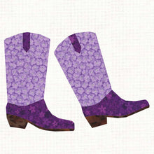 Load image into Gallery viewer, Boot Scootin&#39;, Cowboy Boots, Line Dancing, Foundation Paper Piecing Pattern (FPP), Quilt Block, 4 sizes
