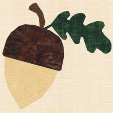Load image into Gallery viewer, Acorn and Oak Leaf, Foundation Paper Piecing Pattern (FPP Pattern), Quilt Block, 4 sizes
