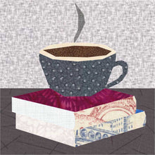 Load image into Gallery viewer, Good Book and a Cuppa, Book Stack Foundation Paper Piecing Pattern (FPP Pattern), Quilt Block, 4 sizes
