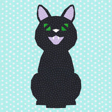 Load image into Gallery viewer, Lucky Black Cat! Foundation Paper Piecing Pattern (FPP), Quilt Block, 5 sizes
