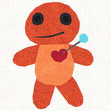 Load image into Gallery viewer, Voodoo Doll, Witchcraft, Foundation Paper Piecing Pattern (FPP Pattern), Quilt Block, 4 sizes
