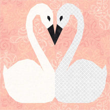 Load image into Gallery viewer, Swans, Foundation Paper Piecing Pattern (FPP Pattern), Quilt Block, 4 sizes
