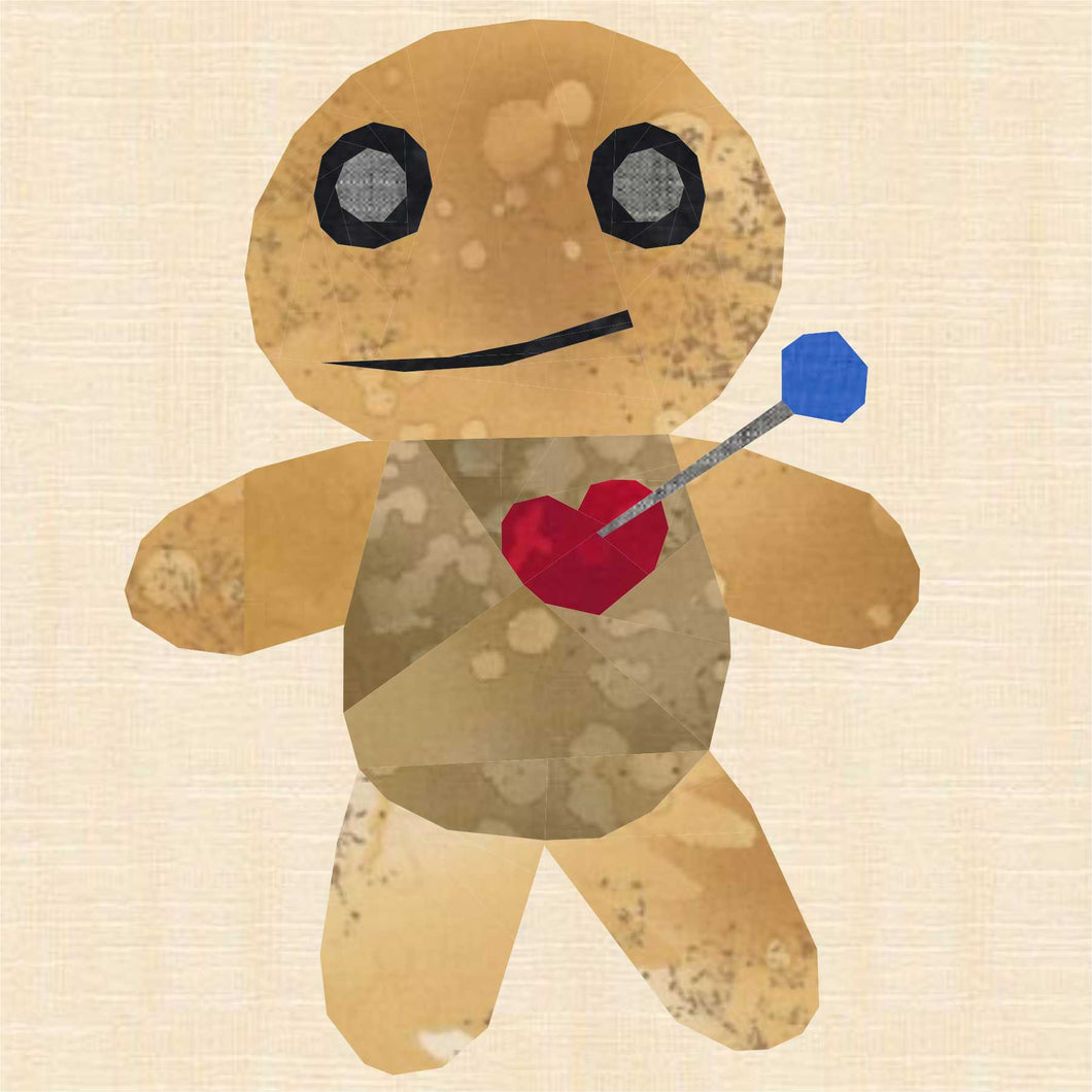 Voodoo Doll, Witchcraft, Foundation Paper Piecing Pattern (FPP Pattern), Quilt Block, 4 sizes