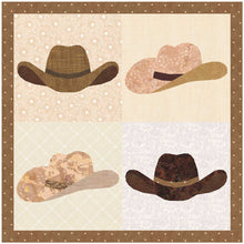 Load image into Gallery viewer, Cowboy Hat, Foundation Paper Piecing Pattern (FPP Pattern), Quilt Block, 4 sizes
