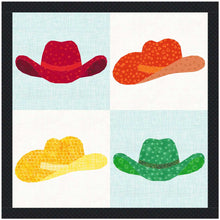 Load image into Gallery viewer, Cowboy Hat, Foundation Paper Piecing Pattern (FPP Pattern), Quilt Block, 4 sizes
