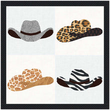 Load image into Gallery viewer, Cowboy Hat, Foundation Paper Piecing Pattern (FPP Pattern), Quilt Block, 4 sizes
