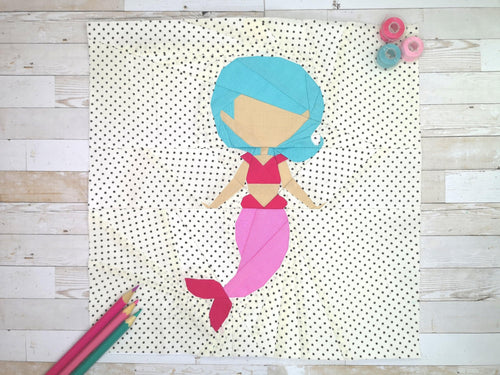 Mermaid Foundation Paper Piecing Pattern (FPP Pattern), Quilt Block, 2 sizes FPP Patterns- Full Bobbin Designs foundation paper piecing patterns quilt block patterns sewing patterns
